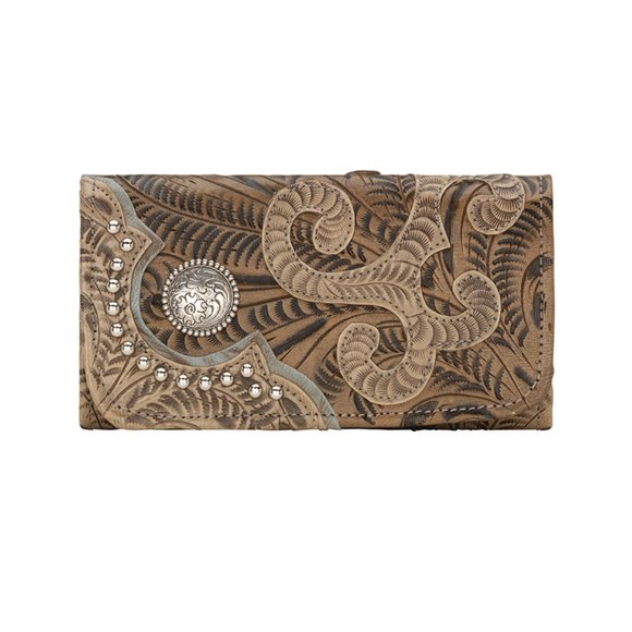 American West Handbags - American West Annie's Secret Collection Ladies' Tri-Fold Wallet -Sand/Dis